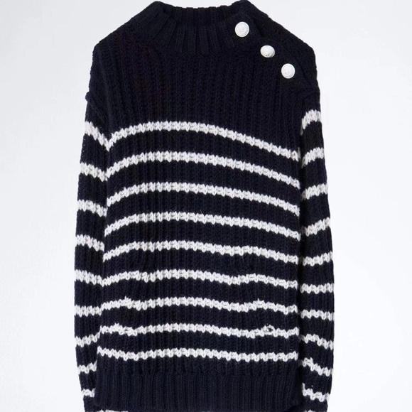 NWT Zadig & Voltaire Marlon Striped Sweater Pullover - Picture 5 of 6